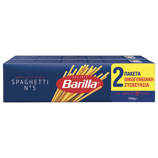 Barilla Σπαγγέτι Νο5 Χωρίς Γλουτένη Οικογενειακή Συσκευασία 500gr x2